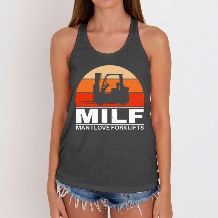 Man I Love Forklifts Women's Knotted Racerback Tank