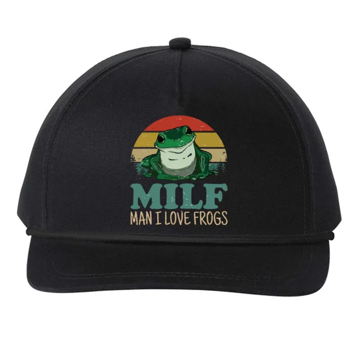 MILFMan I Love Frogs Funny Saying FrogAmphibian Lovers T Snapback Five-Panel Rope Hat