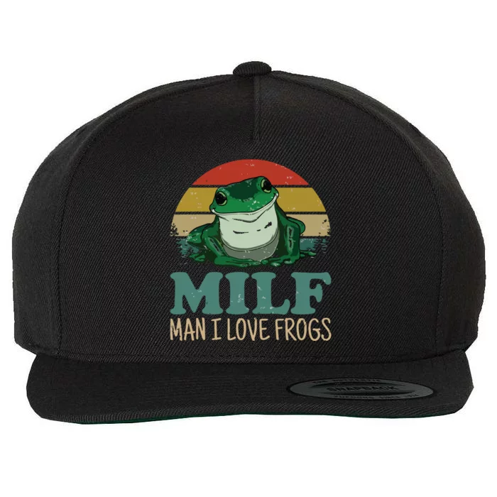 MILFMan I Love Frogs Funny Saying FrogAmphibian Lovers T Wool Snapback Cap