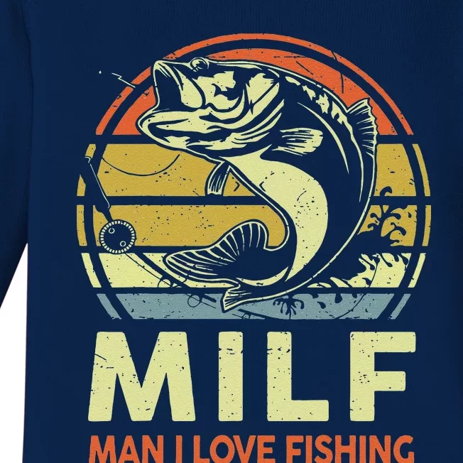 Man I Love Fishing Fly Fish Fisherman Funny Bass Dad Baby Long Sleeve Bodysuit