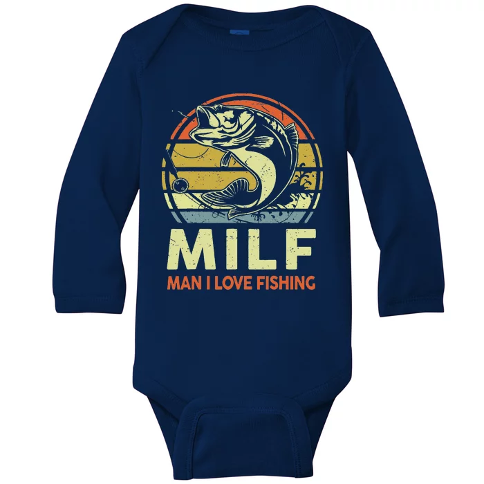 Man I Love Fishing Fly Fish Fisherman Funny Bass Dad Baby Long Sleeve Bodysuit