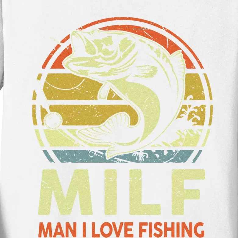 Man I Love Fishing Fly Fish Fisherman Funny Bass Dad Kids Long Sleeve Shirt