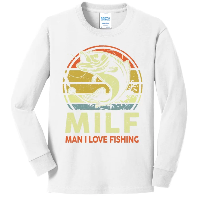 Man I Love Fishing Fly Fish Fisherman Funny Bass Dad Kids Long Sleeve Shirt