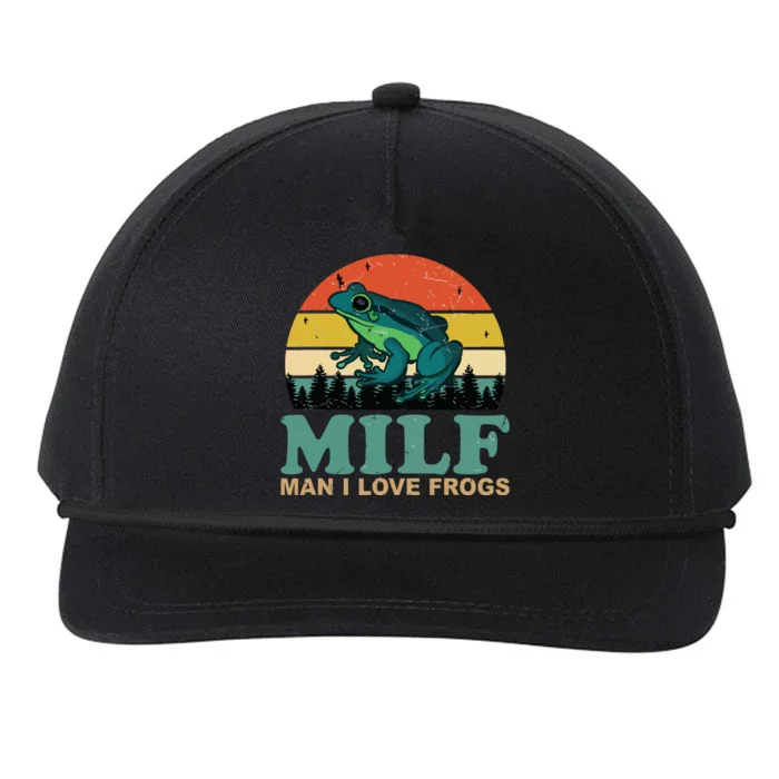 MILFMan I Love Frogs Funny Saying FrogAmphibian Lovers Snapback Five-Panel Rope Hat