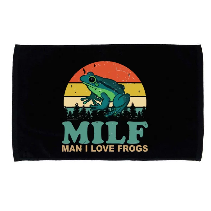 MILFMan I Love Frogs Funny Saying FrogAmphibian Lovers Microfiber Hand Towel