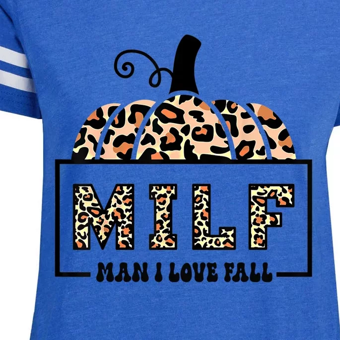 Milf I Love Fall Funny Autumn Seasons Lover Meaningful Gift Enza Ladies Jersey Football T-Shirt