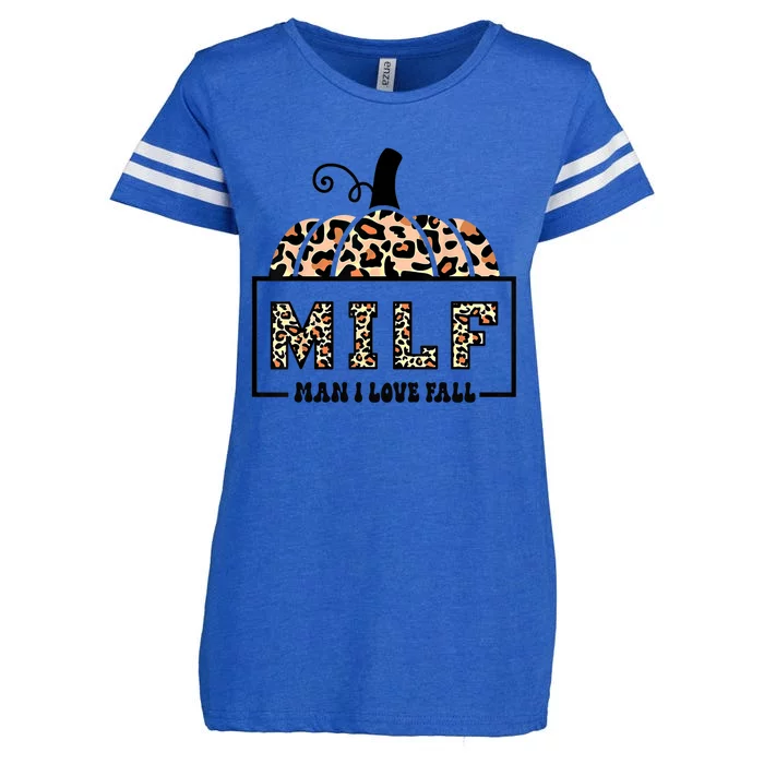 Milf I Love Fall Funny Autumn Seasons Lover Meaningful Gift Enza Ladies Jersey Football T-Shirt