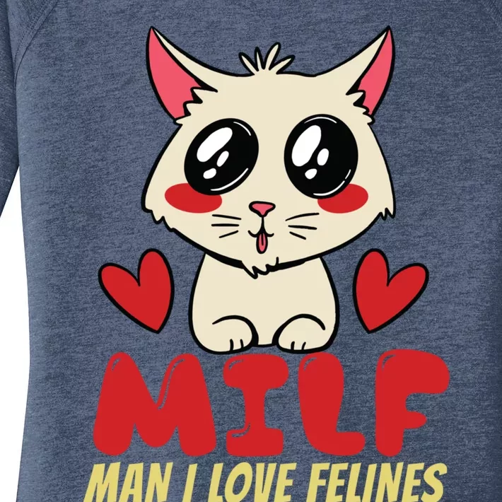 Man I Love Felines Cat Love Cute Kawaii Cartoon Funny Gag Funny Gift Women's Perfect Tri Tunic Long Sleeve Shirt