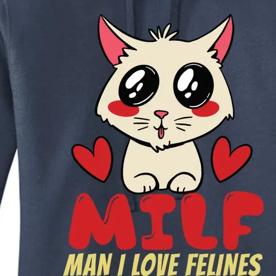 Man I Love Felines Cat Love Cute Kawaii Cartoon Funny Gag Funny Gift Women's Pullover Hoodie