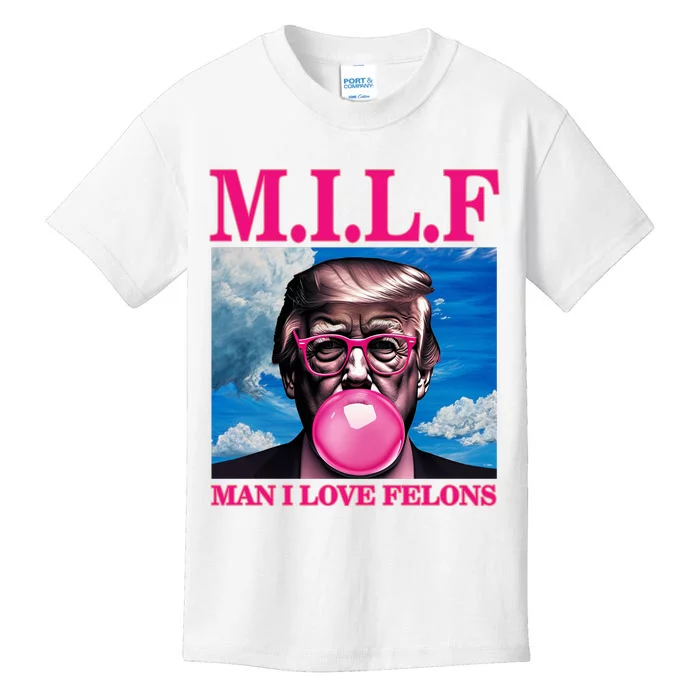 Man I Love Felons Trump Funny Donald Trump Republican Trump 2024 Kids T-Shirt