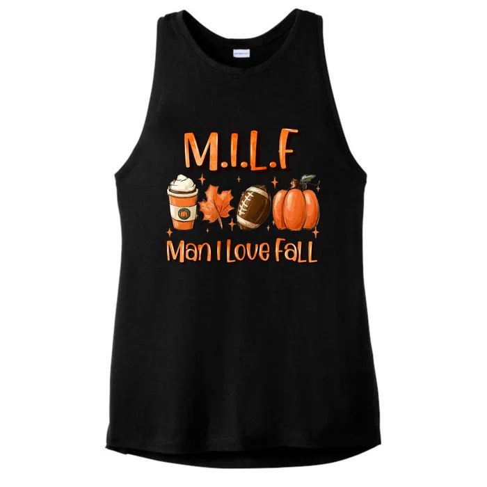 Milf I Love Fall Funny Autumn Seasons Lover Gift Ladies Tri-Blend Wicking Tank