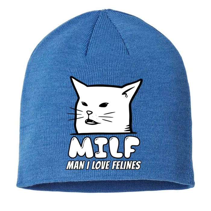 Man I Love Felines Arguing With Cat Meme Funny Gag Bw Meaningful Gift 8 1/2in Sustainable Knit Beanie