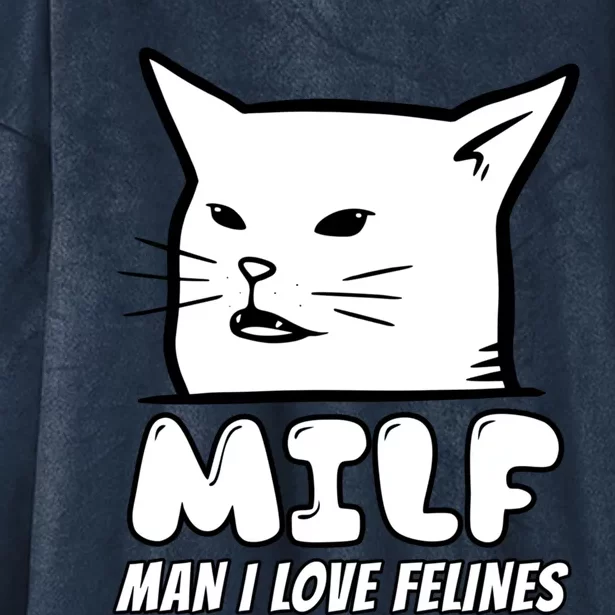 Man I Love Felines Arguing With Cat Meme Funny Gag Bw Meaningful Gift Hooded Wearable Blanket