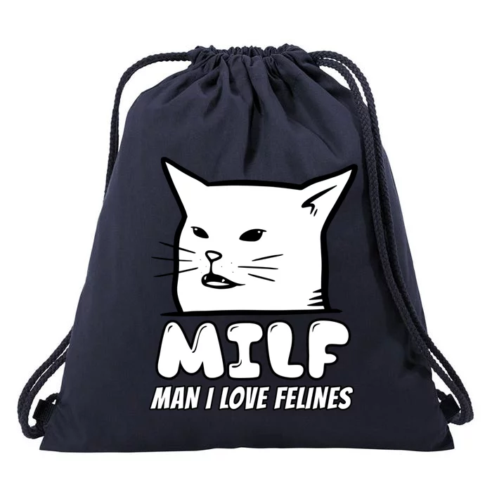 Man I Love Felines Arguing With Cat Meme Funny Gag Bw Meaningful Gift Drawstring Bag