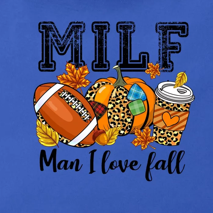 Milf I Love Fall Pumpkin Football Spice Coffee Autumn Gift Zip Tote Bag