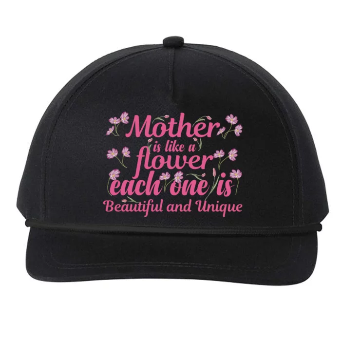 Mother Is Like A Flower Each One Is Beautiful And Unique Snapback Five-Panel Rope Hat