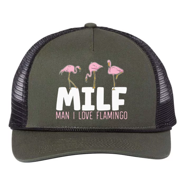 Man I Love Flamingos Bird Lover Summer Flamingo Retro Rope Trucker Hat Cap