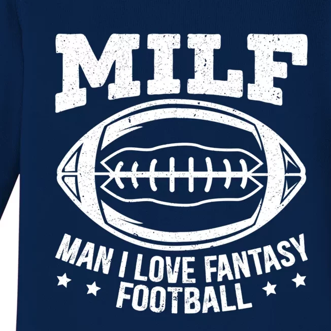 Milf I Love Fantasy Football Cute Gift Baby Long Sleeve Bodysuit