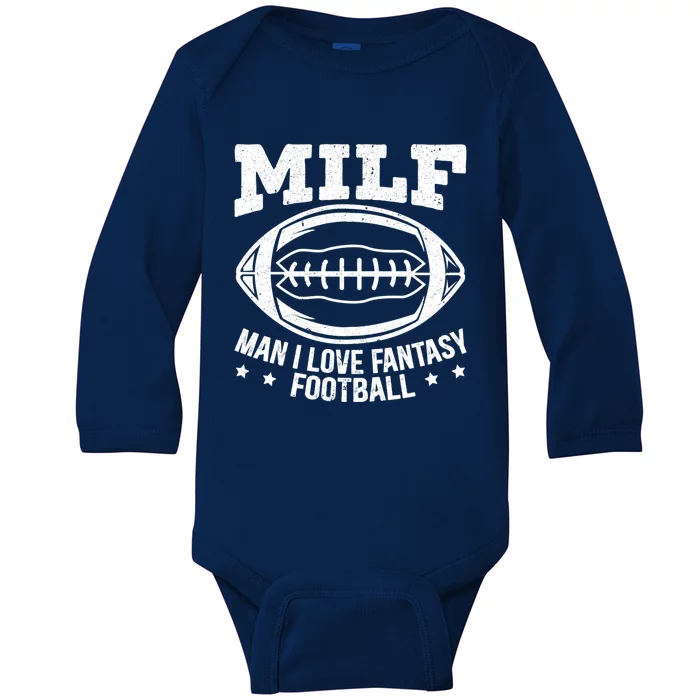 Milf I Love Fantasy Football Cute Gift Baby Long Sleeve Bodysuit