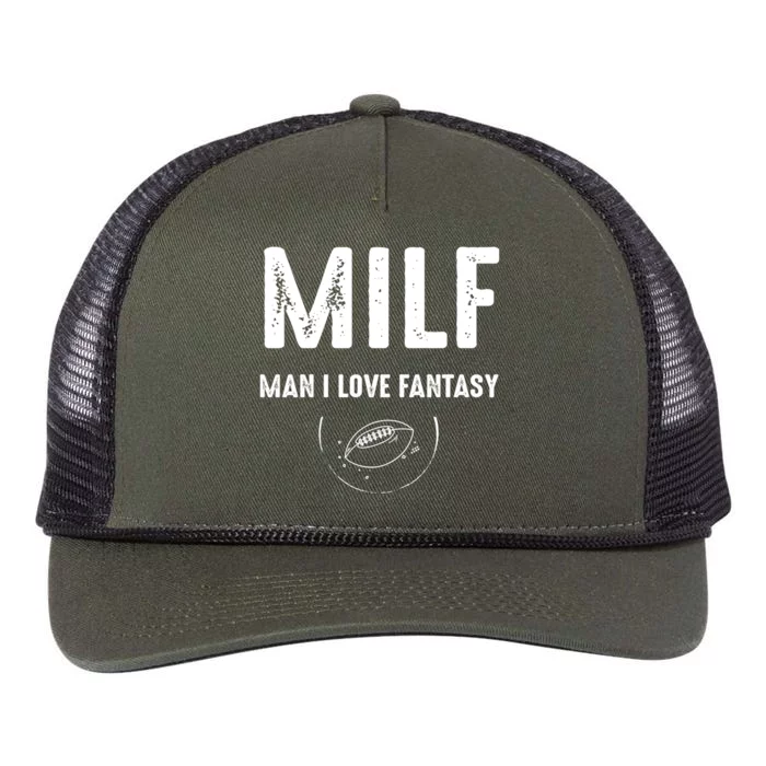 Milf I Love Fantasy Football Funny Gift Retro Rope Trucker Hat Cap