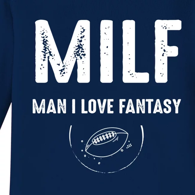 Milf I Love Fantasy Football Funny Gift Baby Long Sleeve Bodysuit