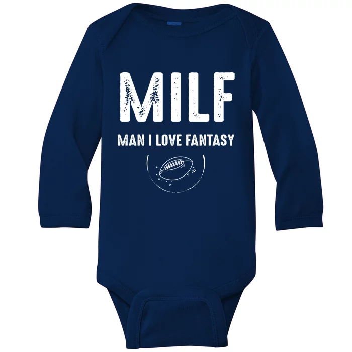 Milf I Love Fantasy Football Funny Gift Baby Long Sleeve Bodysuit