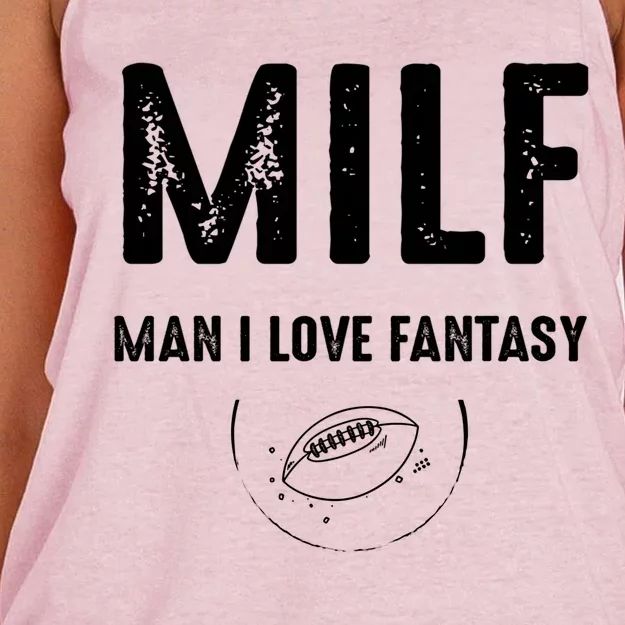 Milf I Love Fantasy Football Funny Gift Women's Knotted Racerback Tank