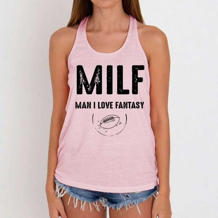 Milf I Love Fantasy Football Funny Gift Women's Knotted Racerback Tank