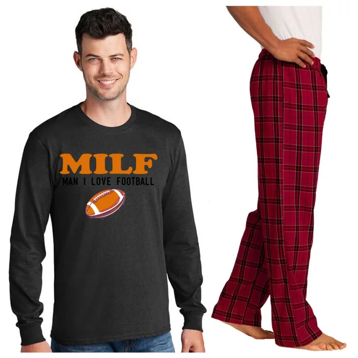 Milf I Love Football Gift Funny Football Fans Gift Long Sleeve Pajama Set