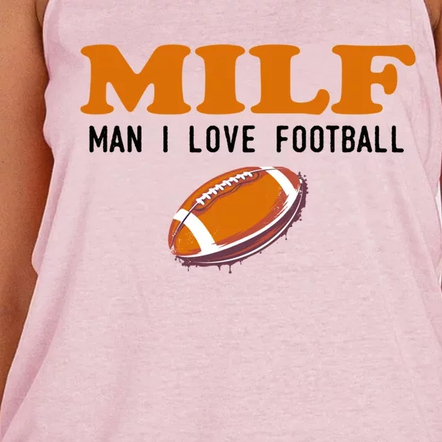 Milf I Love Football Gift Funny Football Fans Gift Women's Knotted Racerback Tank