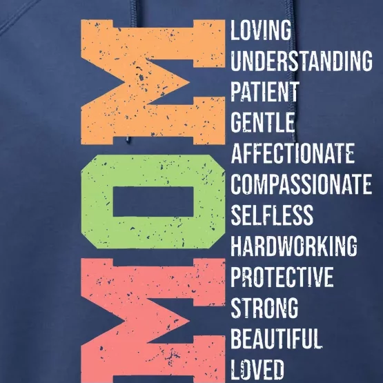 Meaning I Love Mom Mothers Day Performance Fleece Hoodie