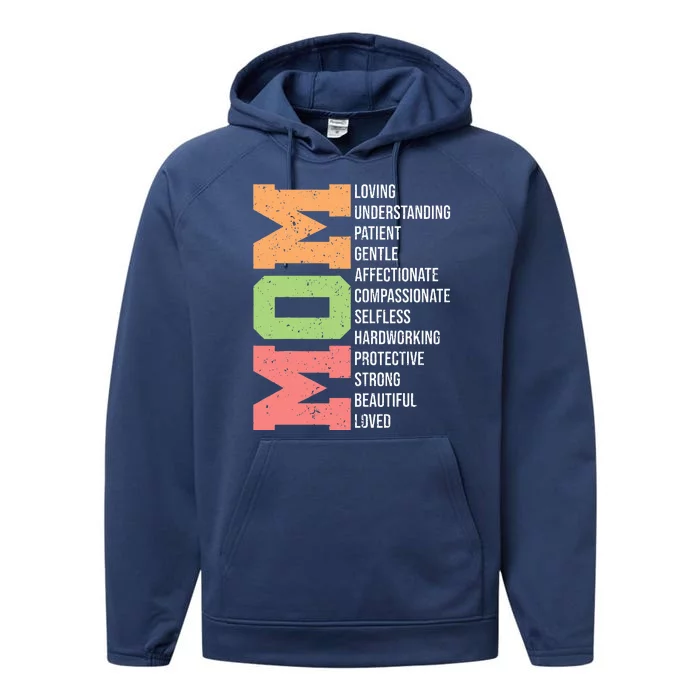 Meaning I Love Mom Mothers Day Performance Fleece Hoodie