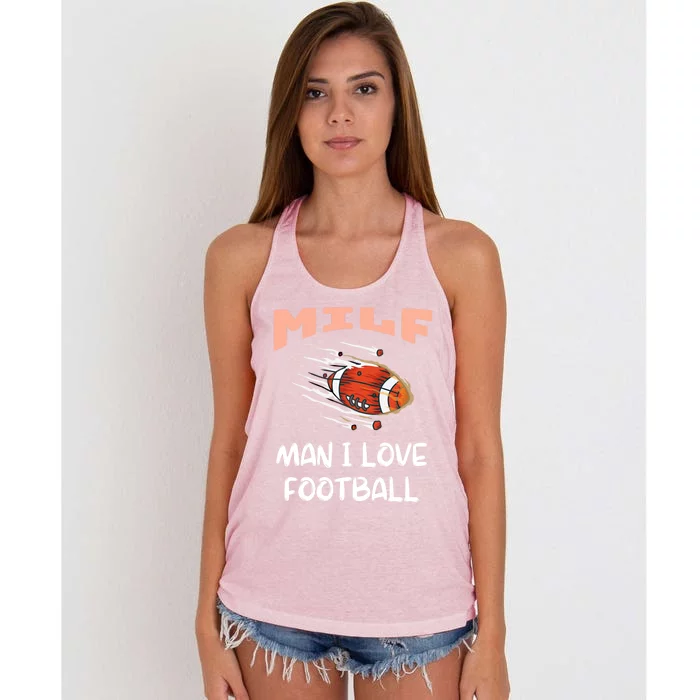 Milf I Love Football Funny Football Lover Gift Women's Knotted Racerback Tank