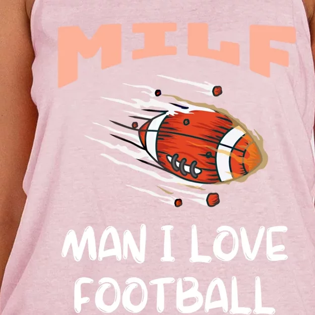 Milf I Love Football Funny Football Lover Gift Women's Knotted Racerback Tank