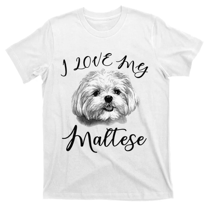 Maltese I Love My Maltese Dog T-Shirt