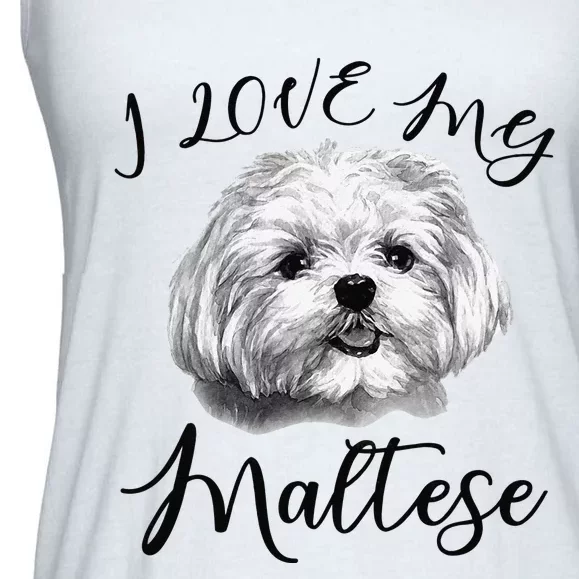 Maltese I Love My Maltese Dog Ladies Essential Flowy Tank