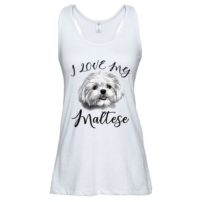 Maltese I Love My Maltese Dog Ladies Essential Flowy Tank