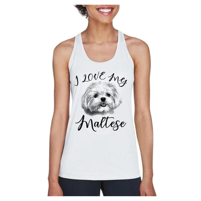 Maltese I Love My Maltese Dog Women's Racerback Tank