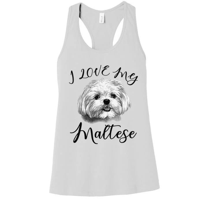 Maltese I Love My Maltese Dog Women's Racerback Tank