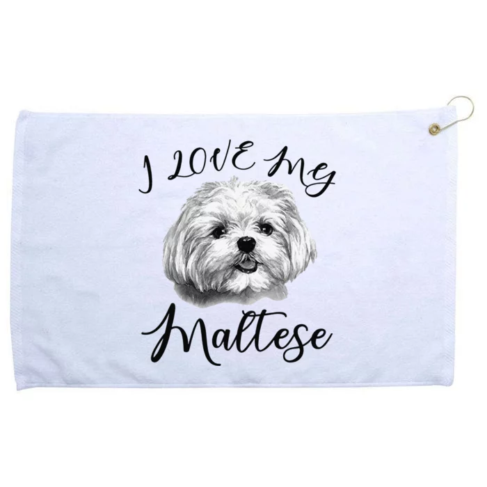 Maltese I Love My Maltese Dog Grommeted Golf Towel