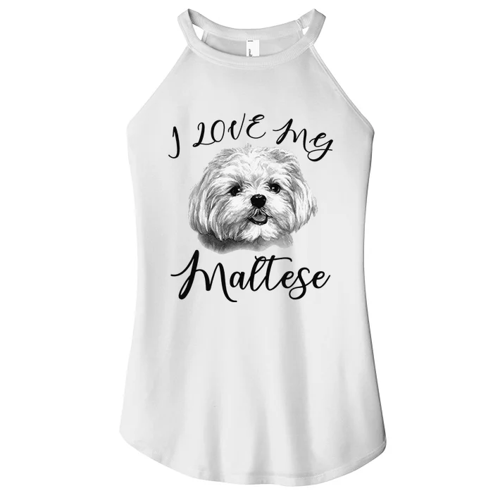 Maltese I Love My Maltese Dog Women’s Perfect Tri Rocker Tank