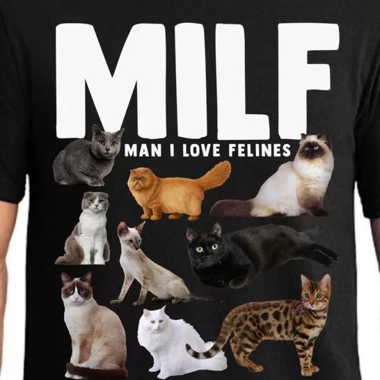 Milf I Love Felines Funny Cats Gift Pajama Set