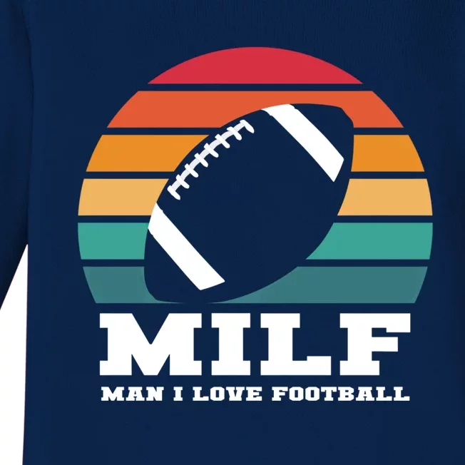 Milf I Love Football Funny Football Pun Gift Baby Long Sleeve Bodysuit