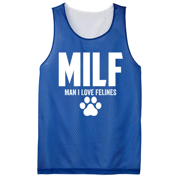 Milf I Love Felines Funny Humor Cat Lovers Cool Gift Mesh Reversible Basketball Jersey Tank