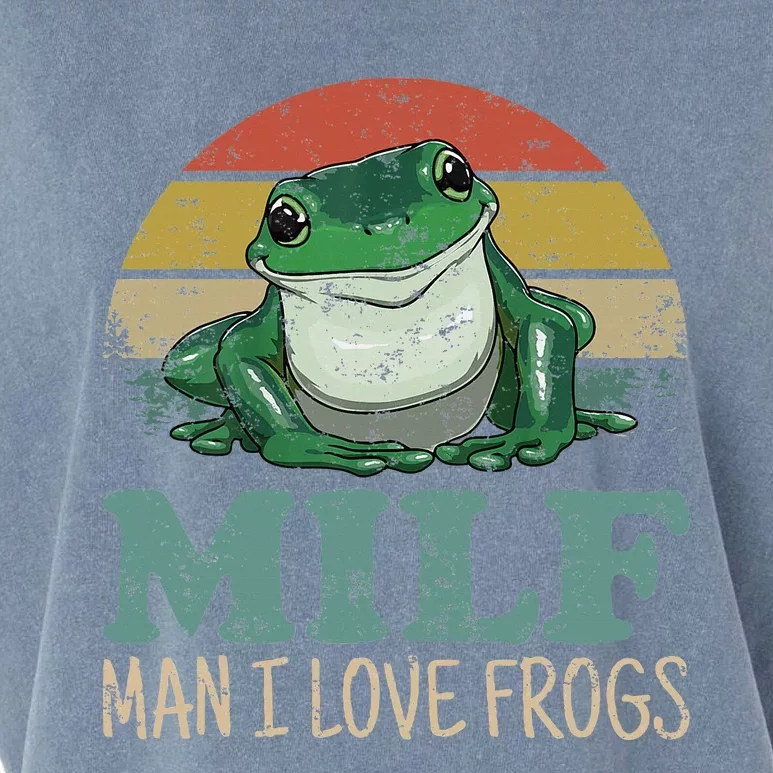 Milfman I Love Frogs Funny Frogamphibian Lovers Garment-Dyed Women's Muscle Tee