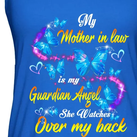 Mother In Law My Guardian Angel Watches Over Back Memorial Gift Ladies Essential Flowy Tank