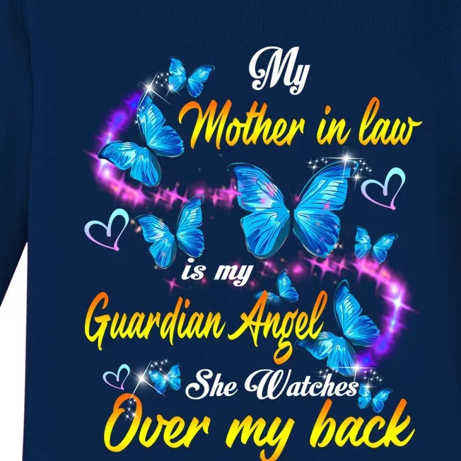 Mother In Law My Guardian Angel Watches Over Back Memorial Gift Baby Long Sleeve Bodysuit