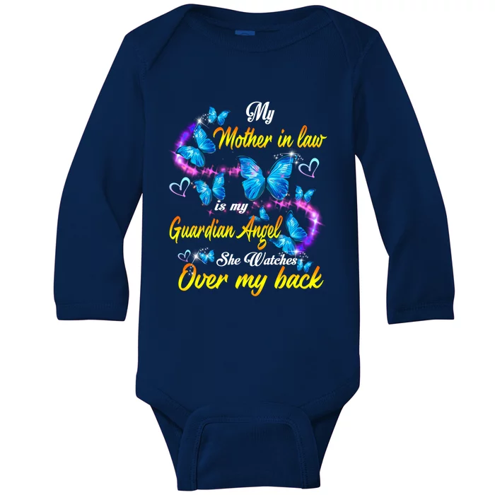 Mother In Law My Guardian Angel Watches Over Back Memorial Gift Baby Long Sleeve Bodysuit