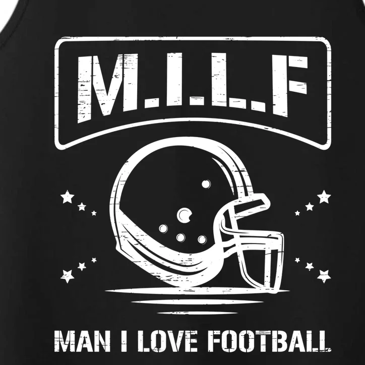 M I L F I Love Football Homerun Ball Holder Sports Field Gift Performance Tank