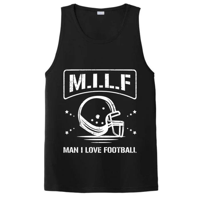 M I L F I Love Football Homerun Ball Holder Sports Field Gift Performance Tank